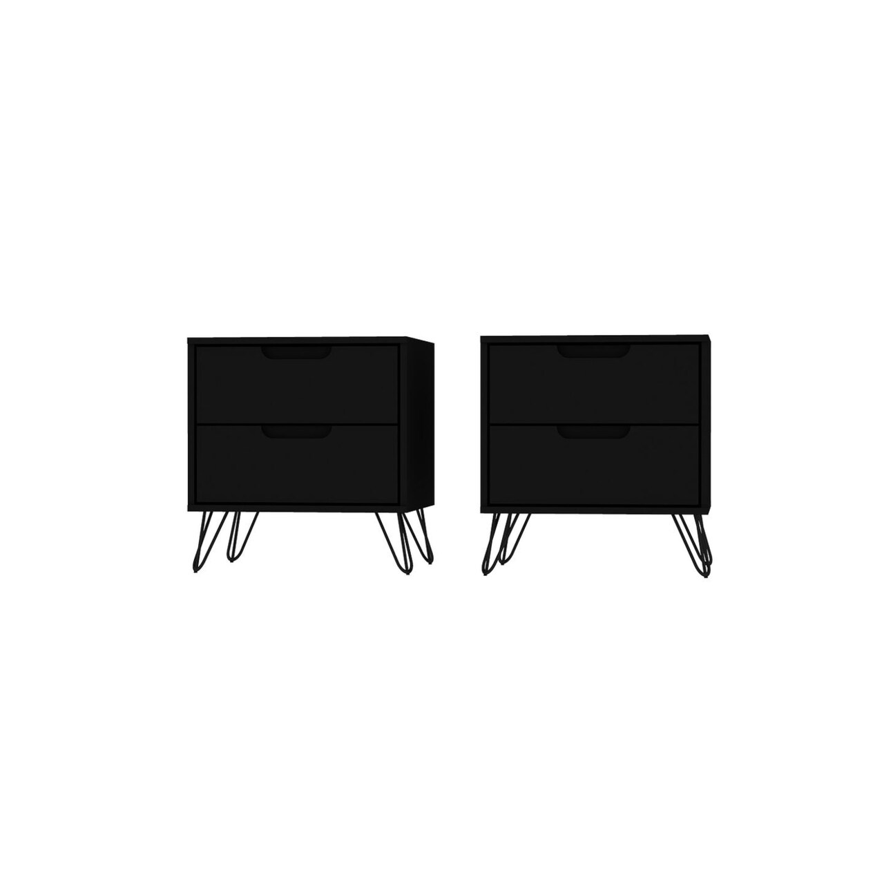Manhattan Comfort Rockefeller 2-Drawer White Nightstand (Set of 2)